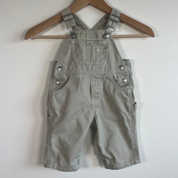 Baby Gap Classic Overalls Khaki Snaps Outdoor Beige 100% Cotton Boys Size 3–6M - Picture 1 of 10